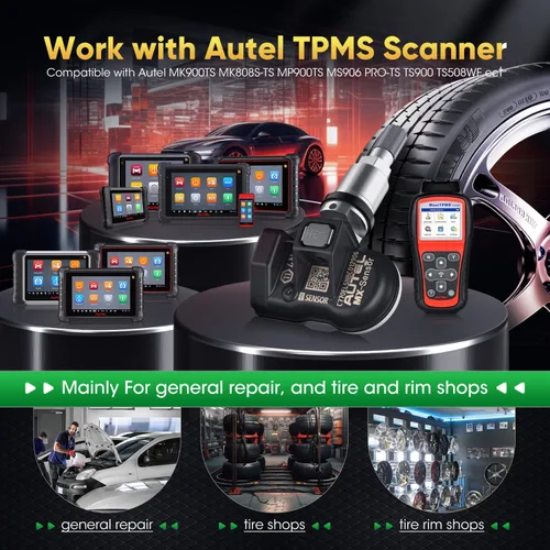 Vista 7 de Autel Juego de 4 sensores TPMS, sensor MX-2 en 1, 315 MHz + sensor programable universal TPMS de presión de 433 MHz, nivel OE 100% clonable por