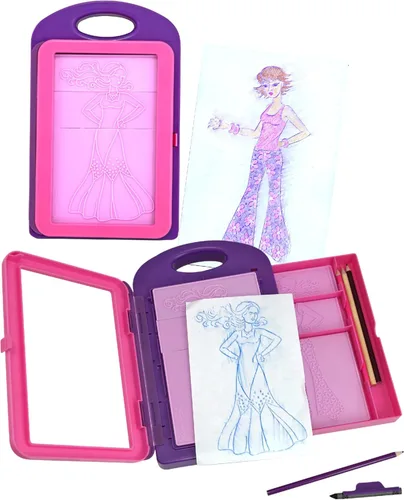 Vista 9 de Kit de actividad Melissa & Doug, diseño de moda arte, 9 Platos doble cara sobar, 4 lápices, crayón