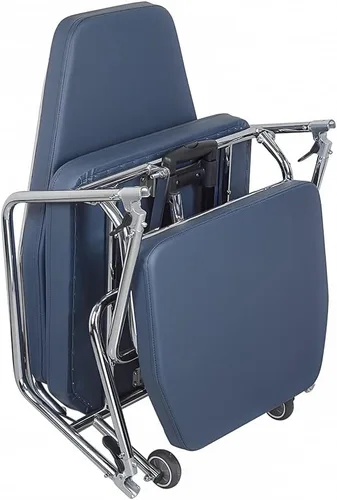 Vista 3 de Silla portátil plegable de cuero de microfibra con marco de acero inoxidable bandeja de instrumentos para transfusión, salón de belleza, descanso
