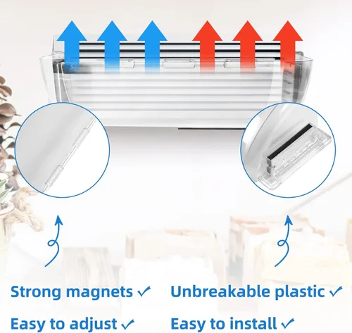 Vista 3 de Paquete de 2 deflectores de ventilación ajustables, deflector transparente de 9 a 15 pulgadas para registros de techo, piso, pared lateral (2)