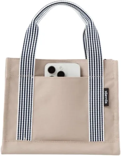 Vista 4 de Bolsa cruzada para pasear perros y bolsa de golosinas para perros con dispensador de bolsas para excrementos integrado (beige)