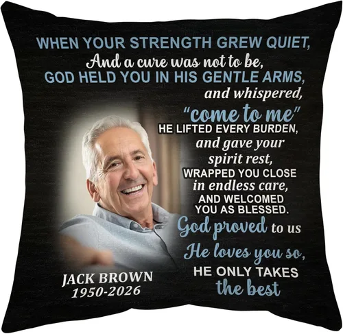 Vista 29 de Hyturtle Almohada conmemorativa personalizada de condolencias con inserto de 12 x 12 pulgadas, regalos impresos de doble cara para la pérdida de un