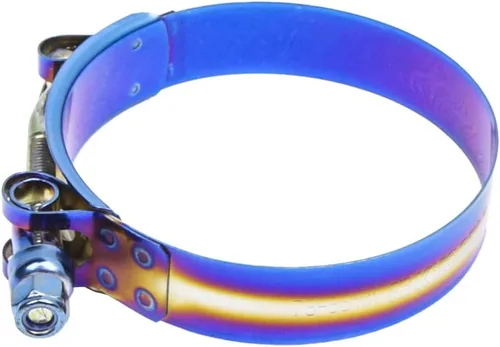 Vista 5 de Kyostar Abrazadera de manguera con perno en T ajustable de acero inoxidable titanio azul abrazadera diámetro guardabosques para 3 pulgadas