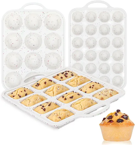 Vista 10 de CAKETIME Molde de silicona para magdalenas - Molde para magdalenas, molde mini para pan de silicona, moldes de silicona para hornear de grado