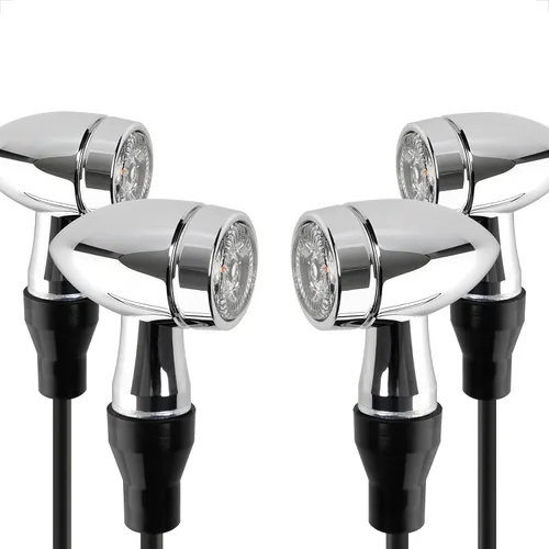 Vista 11 de evermotor Señales de giro cromadas 3 en 1 para motocicleta, aprobadas por E, E32 mecanizado CNC de 12 V E-motocicletas y scooters, carcasa universal
