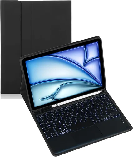 Vista 18 de Funda de teclado para tableta Samsung Galaxy Tab A8 X200/X205 de 10.5 pulgadas, cubierta protectora de teclado con soporte multiángulo, borde