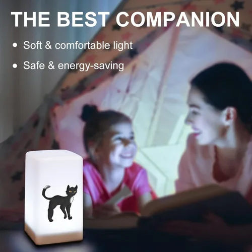 Vista 5 de Black Cat Warrior - Lámpara de mesita de noche portátil pequeña para sala de estar, dormitorio, decoración, tamaño único