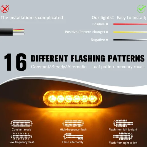 Vista 5 de DIBMS Luces estroboscópicas de advertencia LED, 8x luz de advertencia estroboscópica amarilla ámbar, luz de emergencia intermitente, precaución, luz