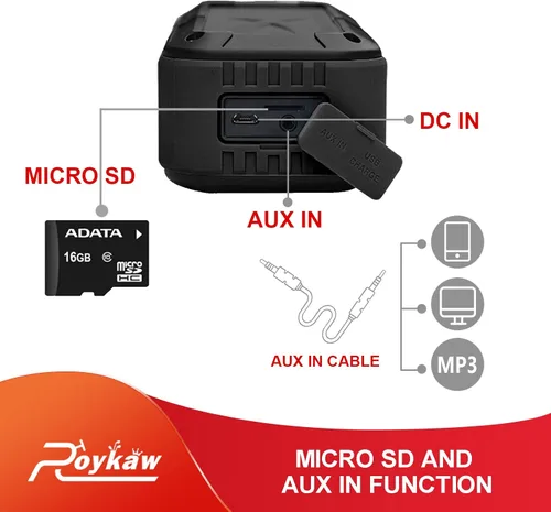 Vista 6 de Roykaw Altavoz Bluetooth de golf con soporte, sonido estéreo fuerte y refuerzo de graves, IPX7 impermeable, a prueba de golpes y polvo, altavoz