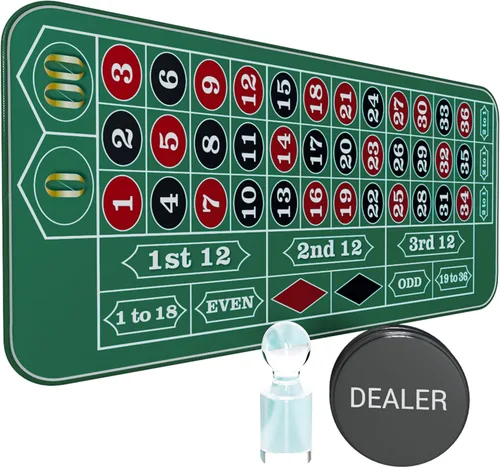 Vista 13 de Juego de ruedas de ruleta de 11 pulgadas para adultos con tapete de mesa de ruleta de goma de 35 x 16 pulgadas, rueda de ruleta de madera de 11