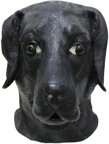 Vista 4 de Máscara de látex para perro con forma de labrador, disfraz de perro de labrador, color negro