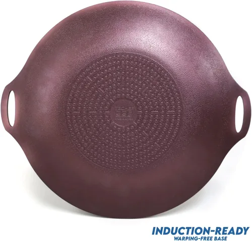 Vista 8 de TECHEF - Sartén redonda antiadherente de 14 pulgadas para barbacoa coreana / Teppanyaki panyaki, Tawa, Roti Pan/Induction Ready/Made in Korea