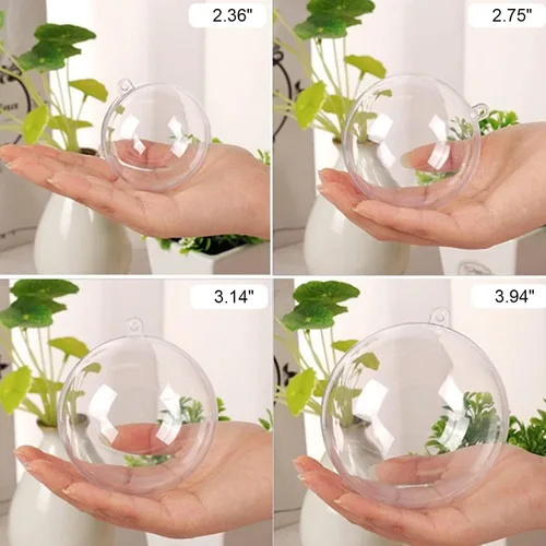 Vista 4 de 20 bolas decorativas rellenables de plástico transparente, bolas decorativas para árbol de Navidad, adecuadas para Navidad, vacaciones, bodas