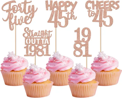 Vista 120 de 30 piezas de decoraciones para pastel de cumpleaños número 10, decoraciones de cupcakes negras con brillo, 10 feliz cumple, directo desde 2016, 10