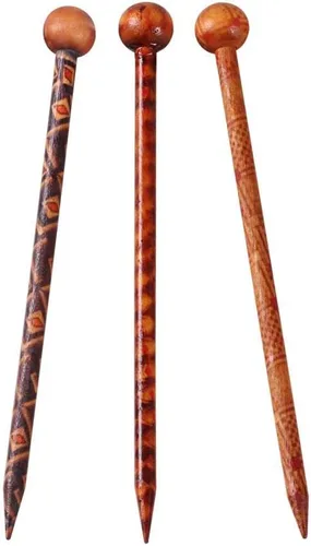 Vista 4 de 6 palillos de madera para el cabello, palillos japoneses para el cabello para mujer, hechos a mano, 5.1 in