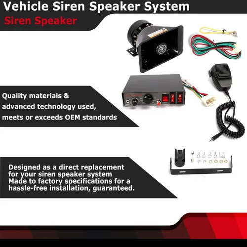 Vista 3 de Sirena de policía de 9 tonos 200W con micrófono de mano amplificador de altavoces electrónicos de emergencia sistema de PA negro amplificador