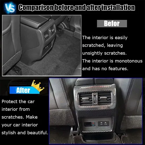 Vista 3 de Kakash Accesorios interiores personalizados para Nissan Rogue 2021 2022 2023, cubierta trasera de ventilación de aire acondicionado, cubierta