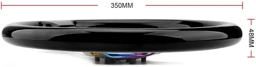 Vista 6 de Volante de Carreras de Coche de 6 Pernos Marco de Radios Neo Cromado Arcoíris Volante Universal de Posventa Compatible con Coche y Juego