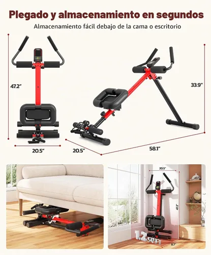 Vista 6 de Yoleo Máquina de abdominales multifuncional, equipo de entrenamiento de abdominales plegable, máquina de entrenamiento de abdominales