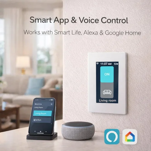 Vista 6 de LANBON Interruptor de luz inteligente L9 LCD: mira lo que controlas de un vistazo, pantalla activada por movimiento y luz automática inteligente