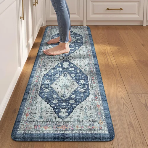 Vista 10 de Collive Alfombras y Tapetes Boho para Cocina 2 PIEZAS Alfombra Antifatiga Acolchada, Juego de 2 Alfombras de Cocina Impermeables Antideslizantes