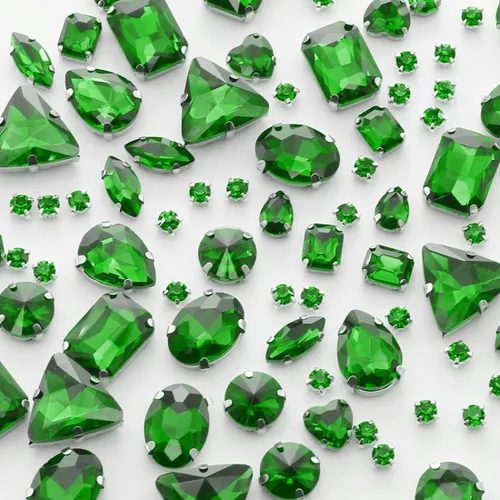 Vista 13 de TANOSII 100 diamantes de imitación para coser con formas mixtas, gemas de cristal para coser en gemas de cristal, parte trasera plana con garra