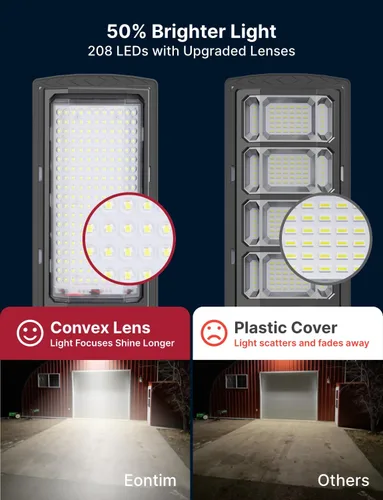 Vista 3 de Luces solares impermeables para exteriores, 3000 lúmenes, luz de inundación LED con sensor de movimiento, iluminación de seguridad al aire libre