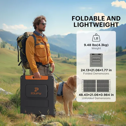 Vista 2 de Panel Solar Portátil de 100 Vatios con Guía de Ángulo Solar, Esenciales para Acampar, Cargador Solar Plegable de 20V para Estación de Energía, 23.5%
