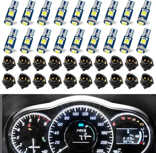 Vista 8 de QUICTO Bombilla LED para tablero superbrillante, T5 37 74 LED con enchufe de bloqueo giratorio PC74 PC37, para bombilla de automóvil, aire Azul