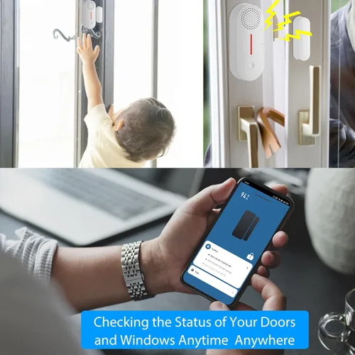 Vista 2 de Alarma para apertura de puertas, alarmas de ventanas y puertas para el hogar, dispositivos inteligentes Tuya, campanillas de puerta cuando se abre