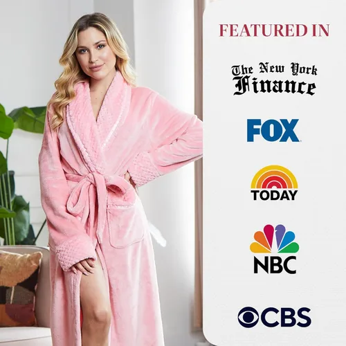 Vista 4 de Lotus Linen Plush Hooded Bathrobe for Women, Customized Monogram Robe, Cozy and Luxurious
