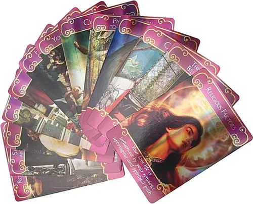Vista 8 de Yitengteng Juego de cartas de tarot con holograma de ángel romántico, con bolsa, tarjetas Oracle para contar el futuro con efecto flash, tarjeta