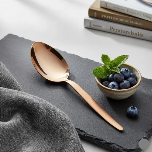 Vista 3 de Chef Kunz - Cuchara de cobre Cuchara de cocina de acero inoxidable 18/10 de titanio oro rosa 18/10 Cucharas de chef diarias para salsar
