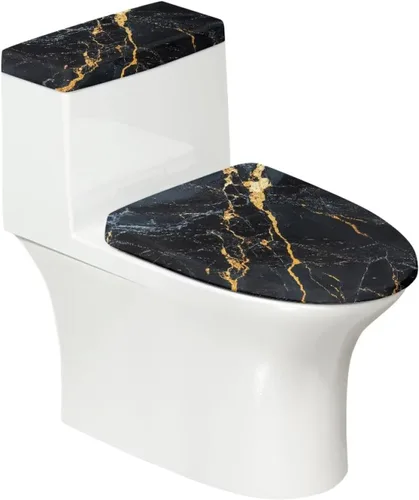 Vista 33 de Funda de asiento de inodoro de mármol blanco dorado para baño, cubierta de tapa de tanque de inodoro suave, 2 piezas, fundas de inodoro con tela