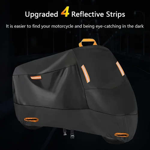 Vista 2 de Funda impermeable para 1 bicicleta, 300D Oxford, agujeros de bloqueo, hebillas reflectantes, resistentes al viento, lona de bicicleta para bicicleta