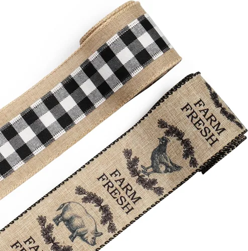 Vista 8 de ABTOLS 2 rollos de cintas de fútbol marrones de 10 yardas de 2.5 pulgadas, cinta de arpillera con borde de alambre, cinta de hojas de otoño