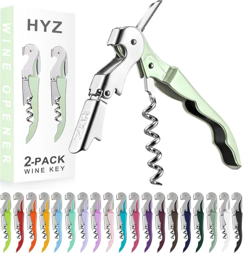 Vista 21 de HYZ Paquete de 2 Abridor de Vino Sacacorchos de Camarero, Llave de Vino Profesional para Servidores, Bartender con Cortador de Papel de Aluminio