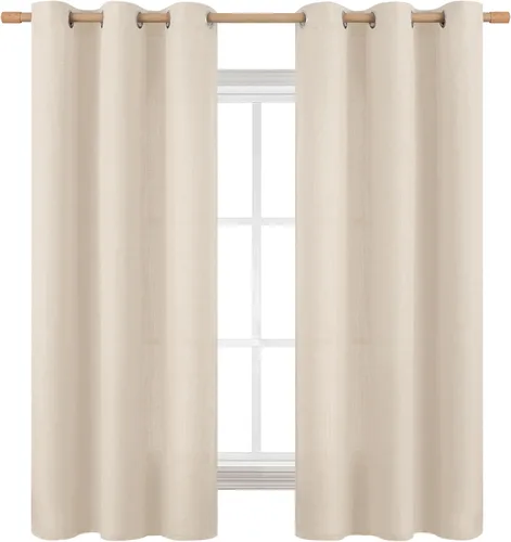Vista 13 de BGment Cortinas de 45 pulgadas de largo, juego de 2 paneles para dormitorio, con ojales, aspecto de lino grueso, arpillera texturizada, filtrado
