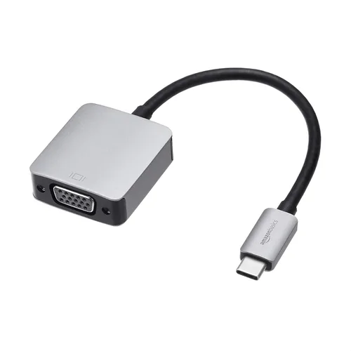 Amazon Basics Adaptador USB 3.1 tipo C a VGA de aluminio, gris, 1.65 x 1.38 x 0.63 pulgadas