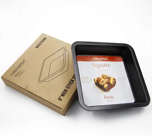 Vista 5 de CHEFMADE Molde cuadrado para tartas, 8 pulgadas, antiadherente, de acero al carbono, molde para hornear, bandeja para hornear, para pasteles, pan