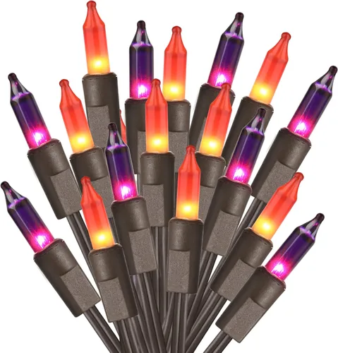 Vista 9 de ODEETRONIC Cadena de luces de Navidad transparentes, 21.63 pies, 100 luces incandescentes de alambre marrón, luz de Navidad para exteriores