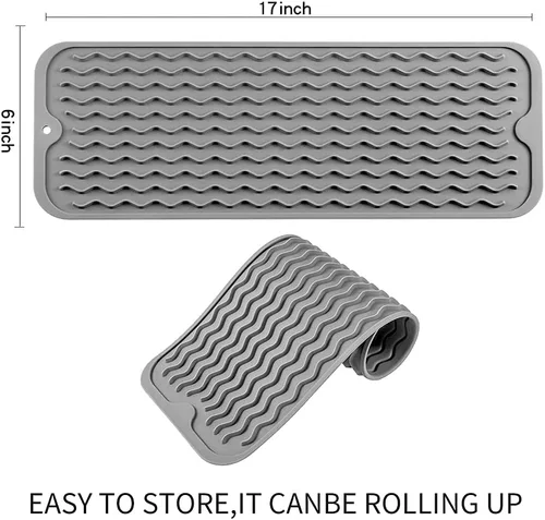 Vista 348 de MicoYang Alfombrilla de Silicona para Secar Platos de Múltiples Usos, Fácil de Limpiar, Ecológica, Alfombrilla de Silicona Resistente al Calor
