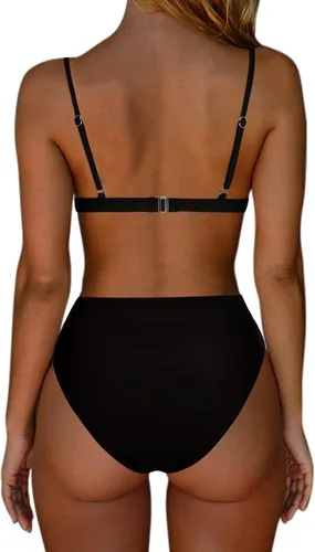 Vista 2 de SUUKSESS Conjunto de bikini de cintura alta para mujer, traje de baño de dos piezas con triángulo sexy