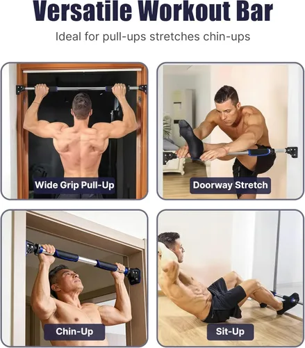Vista 5 de Barra de dominadas para barra de barbilla de puerta, sin tornillos, ancho del marco de la puerta, ajustable, 28.3-38.2 in (28-38 pulgadas),