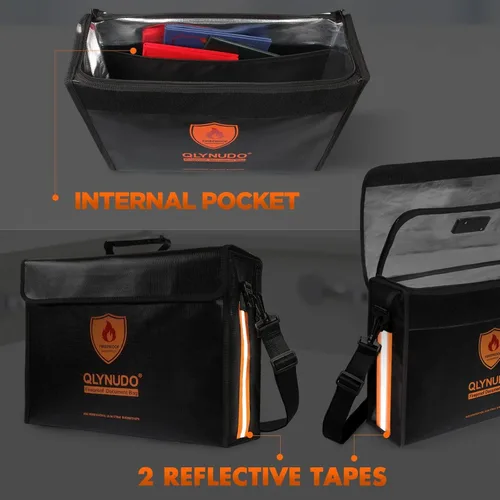 Vista 2 de Bolsa de documentos ignífuga con bloqueo TSA – Caja ignífuga extra grande de 17 x 12 x 5.5 pulgadas para documentos, organizador de archivos