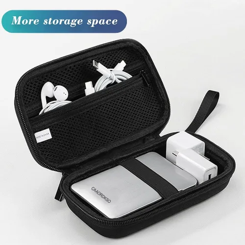 Vista 4 de CAAORDKSO Estuche organizador electrónico de viaje duro, bolsa organizadora de accesorios electrónicos para disco duro externo, banco de energía