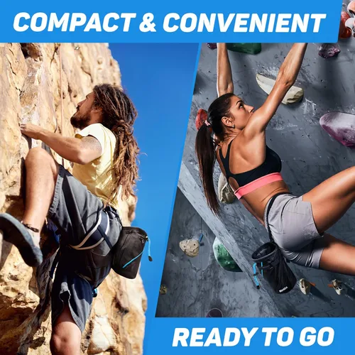 Vista 7 de Bolsa de tiza para escalada en roca - Accesorios de equipo para regalos de escalada en roca - Cinturón de enganche rápido, bolsillos grandes