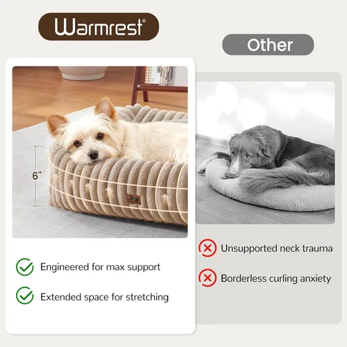 Vista 2 de Cama lavable para perros pequeños y medianos, cama rectangular ortopédica de forro polar de pana para mascotas con funda extraíble y parte inferior