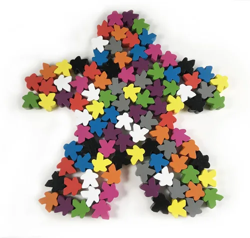 Vista 4 de 100 Meeples de madera, accesorios para juegos familiares, fichas de juego de mesa multicolor, ideales para clasificar, contar, aulas, piezas
