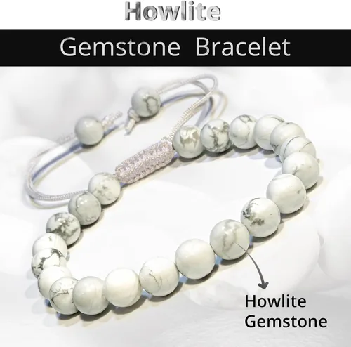 Vista 79 de Adjustable Crystal Bracelet – Gemstone Bead Bracelet with Adjustable Macrame String – Chic Gemstone Bracelet for Men and Women – 8mm Round Healing